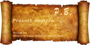 Preiszl Beatrix névjegykártya